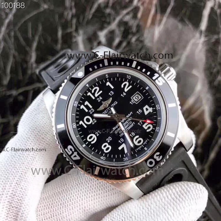 Copy Breitling Superocean II 43mm Watch SS Black Rubber Strap Copy Breitling Superocean II 43mm Watch SS Black Rubber Strap